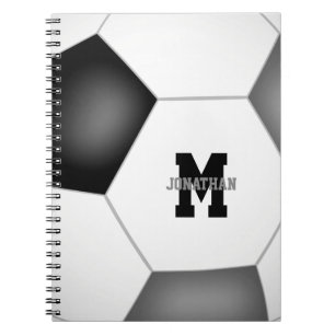 black grey team colours girls boys soccer notebook