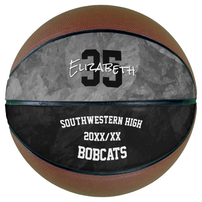 Black grey team colours sports season keepsake  basketball (Front)