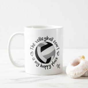 black grey team colours volleyball happy place coffee mug