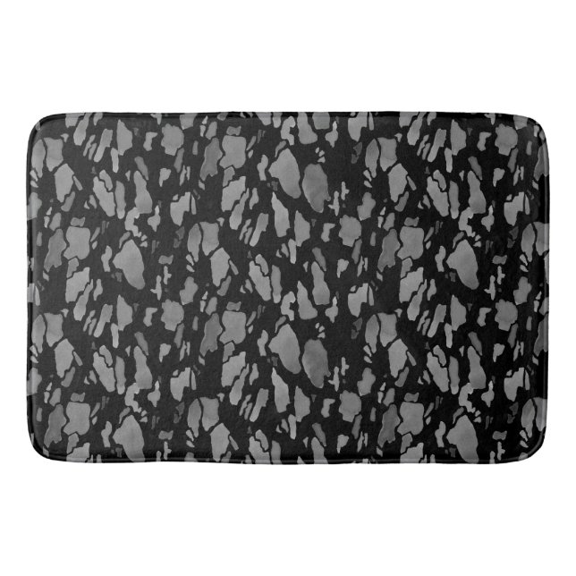 Black & Grey Trendy Modern Artsy Bath Mat (Front)