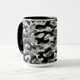 Black Grey Urban Camouflage Pattern  Mug