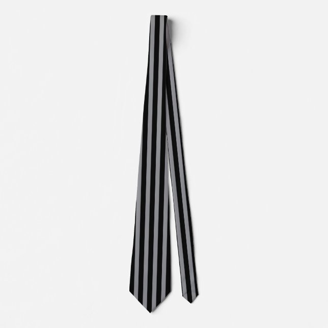 Black& Grey  vertical   stripes classic  elegance  Tie (Front)
