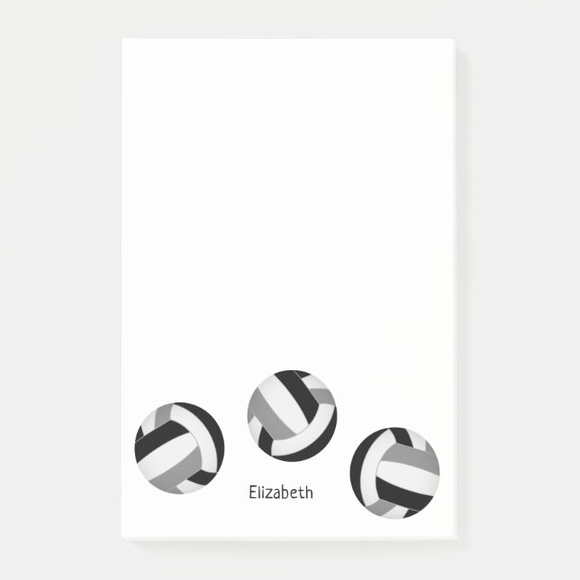 black grey volleyballs notepad w custom name (Front)