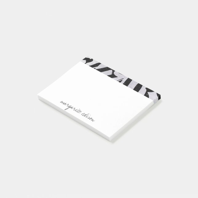 Black & Grey Wavy Stripes Design Post-it Notes (Angled)