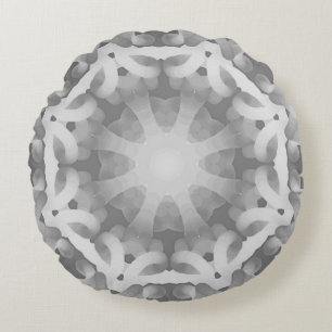 Black Grey White abstract design Round Cushion