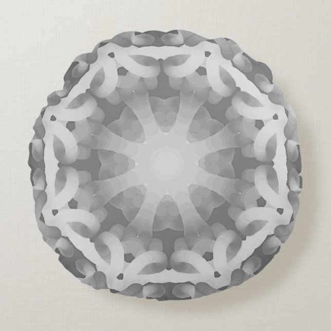 Black Grey White abstract design Round Cushion (Front)