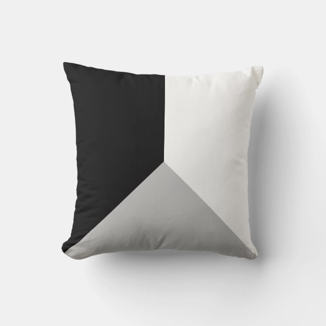 Black Grey & White Abstract Geometric Shape Cushion (Front)