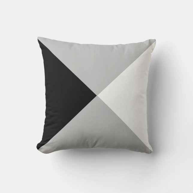 Black Grey & White Abstract Geometric Shape Throw  Cushion (Front)