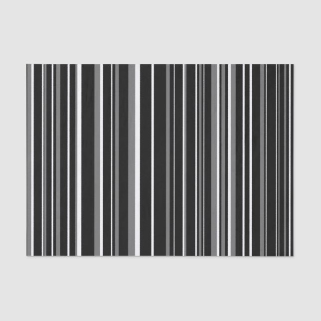 Black, Grey, White Barcode Stripe Tissue Paper (Front)
