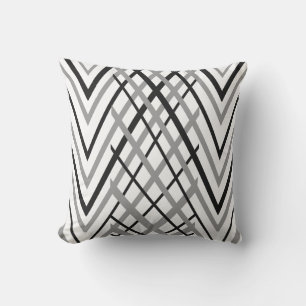 Black Grey White Chevron Pattern Outdoor Pillow