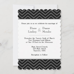 Black Grey White Chevron Wedding Invitations