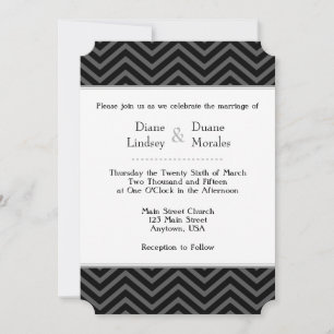Black Grey White Chevron Wedding Invitations