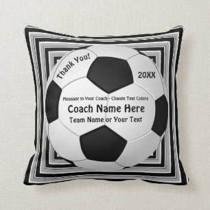 Black, Grey, White Cool Gifts for Soccer Coaches Cushion