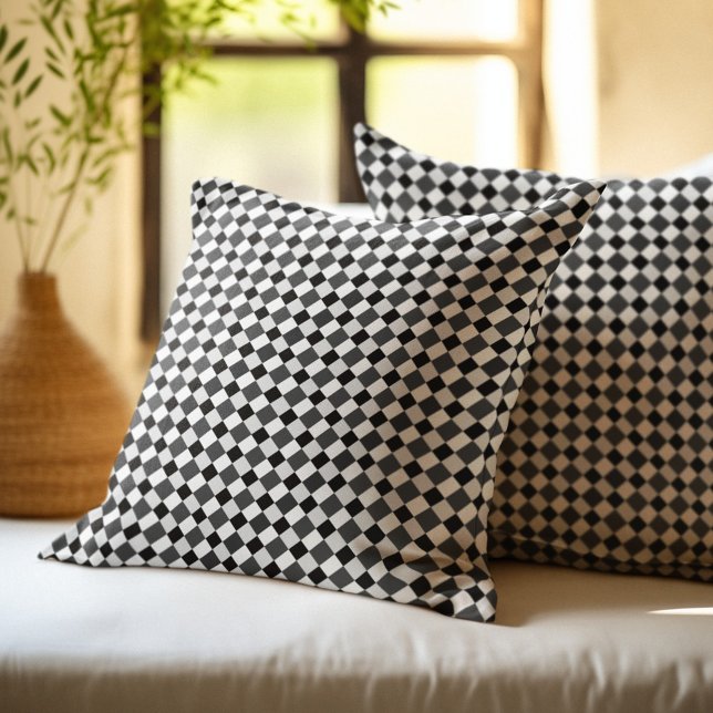 Black Grey White Diamond Chequered Cushion (Creator Uploaded)