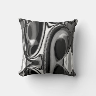 Black Grey White Large Circles Modern Art Abstract Cushion