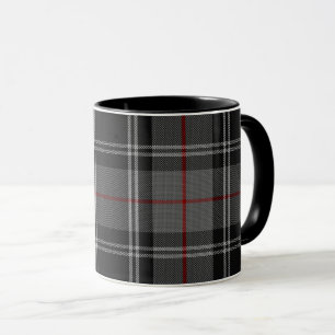 Black Grey White Red Tartan Plaid Mug