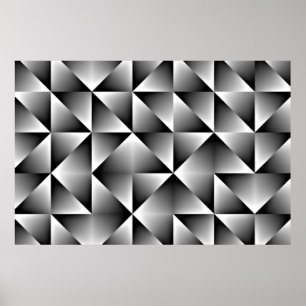 Black Grey White Retro Chic Geometric Squares Poster