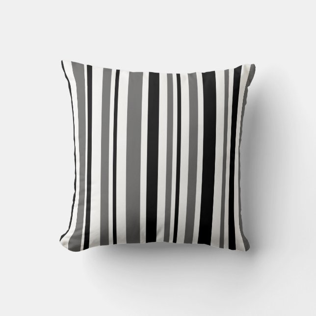 Black, Grey, White Stripes Cushion (Front)