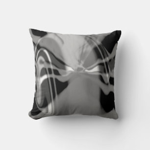 Black Grey White Swirling Shapes Abstract Design Cushion