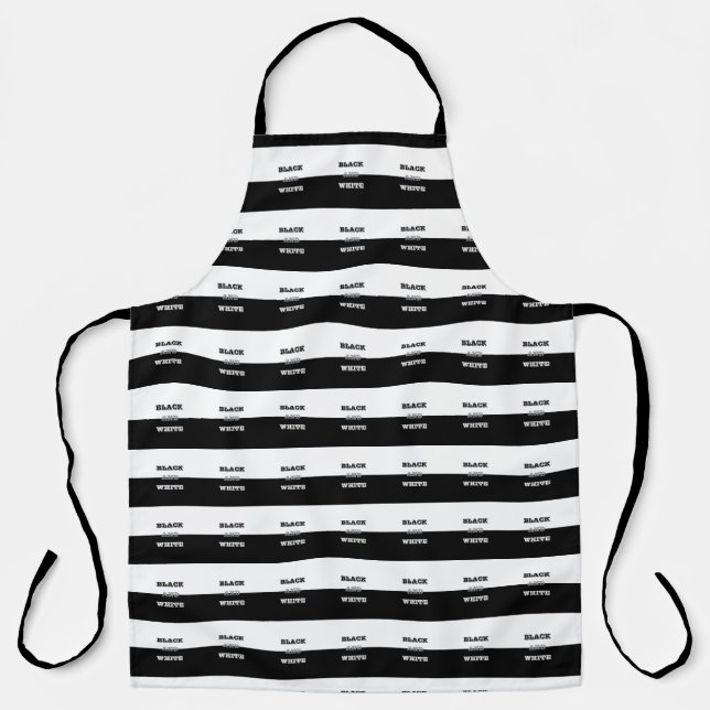 Black Grey White Text And Solid Colours Design Apron (Front)