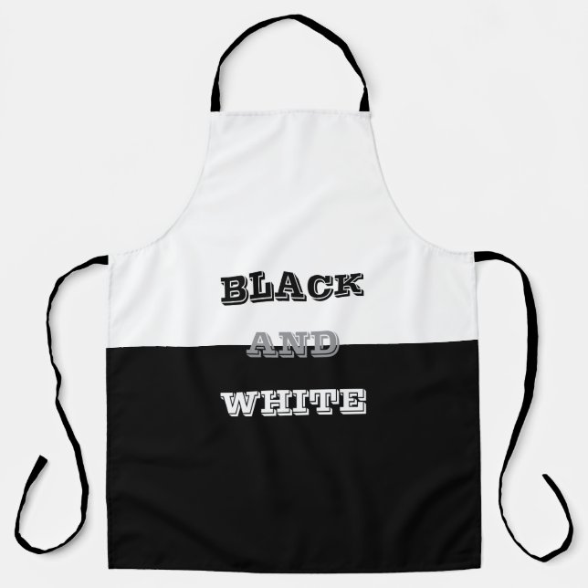 Black Grey White Text And Solid Colours Design Apron (Front)