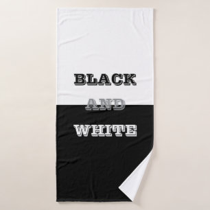 Black Grey White Text And Solid Colours Design Bath Towel