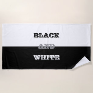 Black Grey White Text And Solid Colours Design Beach Towel