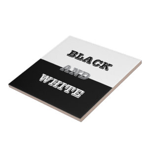 Black Grey White Text And Solid Colours Design Ceramic Tile