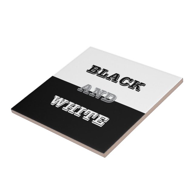 Black Grey White Text And Solid Colours Design Ceramic Tile (Side)