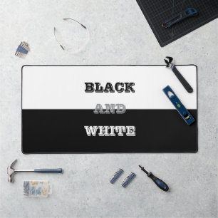 Black Grey White Text And Solid Colours Design Desk Mat