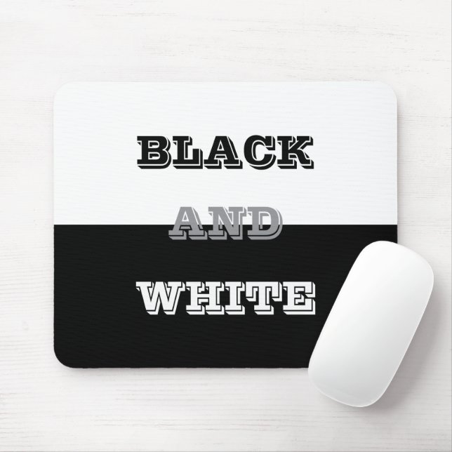 Black Grey White Text And Solid Colours Design Mouse Pad (With Mouse)
