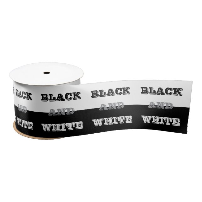 Black Grey White Text And Solid Colours Design     Satin Ribbon (Spool)