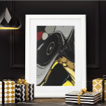 Black Grey Yellow Burgundy Abstract unframed Poster<br><div class="desc">This poster features an abstract design of geometric shapes and swirls in shades of black,  grey,  yellow and burgundy. This poster would make a great addition to any modern,  contemporary or mid-century living room,  bedroom or office.</div>