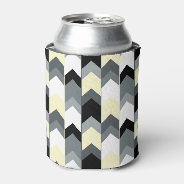 Black , grey, yellow chevron can cooler (Can Front)