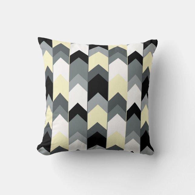 Black , grey, yellow chevron cushion (Front)