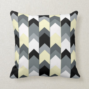 Black , grey, yellow chevron cushion