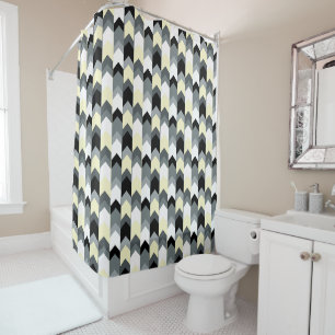 Black , grey, yellow chevron shower curtain