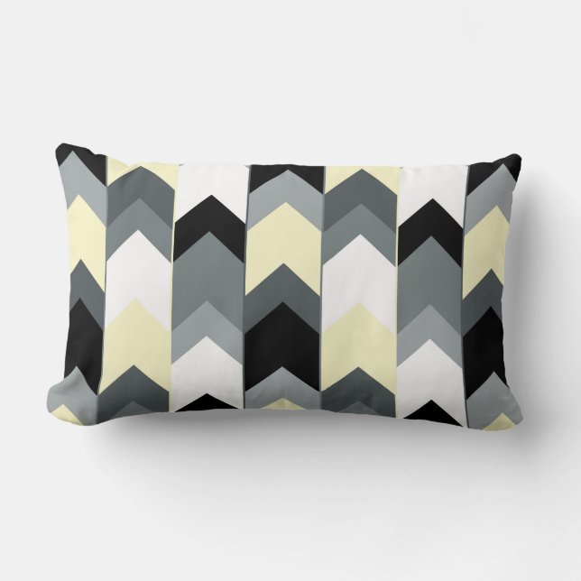 Black , grey, yellow chevron throw pillow (Front)