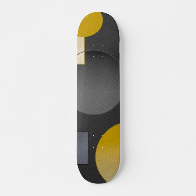 BLACK GREY YELLOW GEOMETRIC SHAPES   SKATEBOARD (Front)