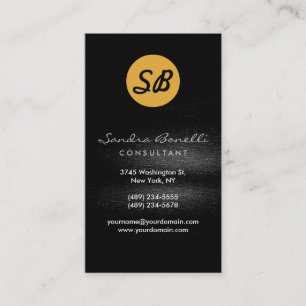 Black Grey Yellow Monogram Business Card