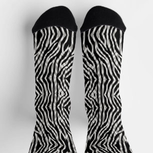Black Grey Zebra Stripe Double Exposed Socks