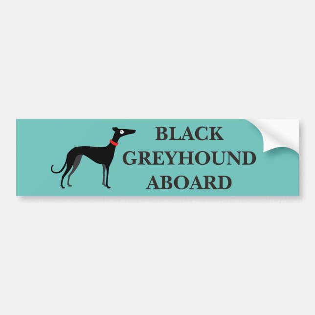 Black greyhound aboard bumper sticker (Front)