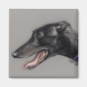 Black Greyhound Original Dog Art Magnet