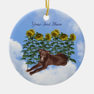 Black Greyhound Puppy Flowers Dog Ornament