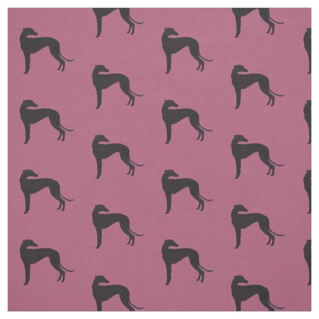 Black Greyhound Silhouette Dog Art Fabric (Swatch)