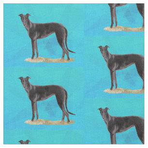 Black Greyhound Standing Dog Art Fabric