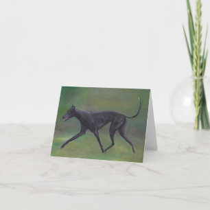Black Greyhound Trotting Dog Art Note Card
