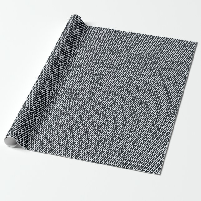 Black Grid Pattern  Wrapping Paper (Unrolled)