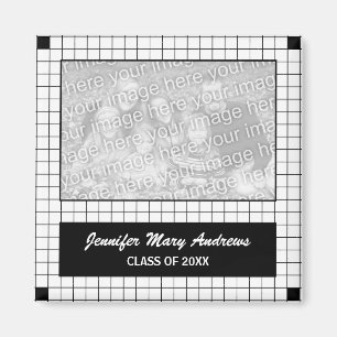 Black Grid Photo Magnet
