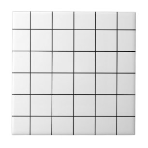 black grid ,   white background ceramic tile
